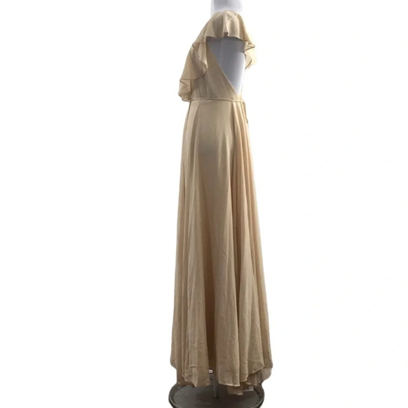 Yumi Kim Ivory Chiffon True Wrap Full Bloom Maxi Dress Womens Small Ruffle - Picture 6 of 14